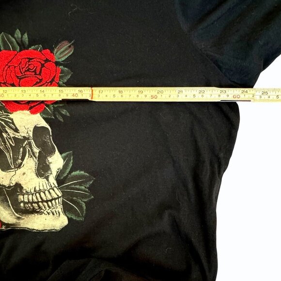 The Kooples Skull Roses Raven Mens T Shirt Size XL Black Red Goth Rocker - Picture 6 of 9